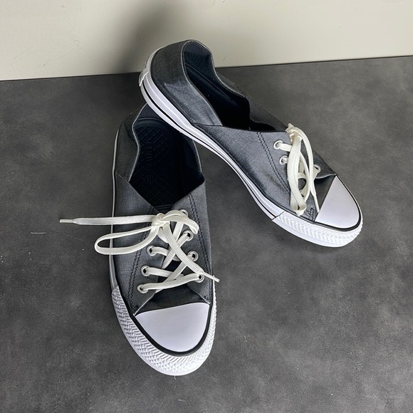 Converse Shoes - Converse All Stars in dark gray. Satin-like material, excellent condition size 8